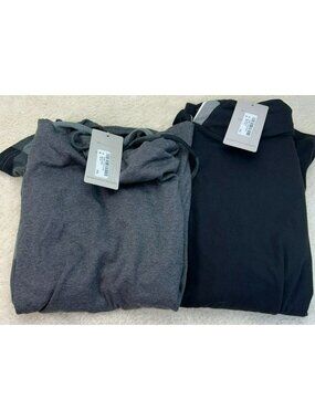 Messic Women Hooded Tunic Tops Plaid Black & Gray Long Sleeve XXL Lot of 2